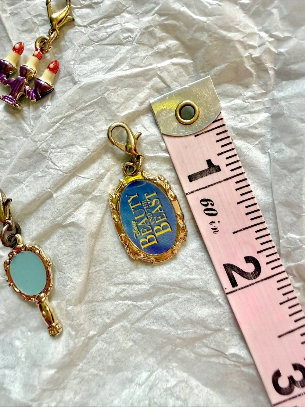 Disney Beauty and the Beast Charm Set Enchanted Rose Lumiere Mirror Book